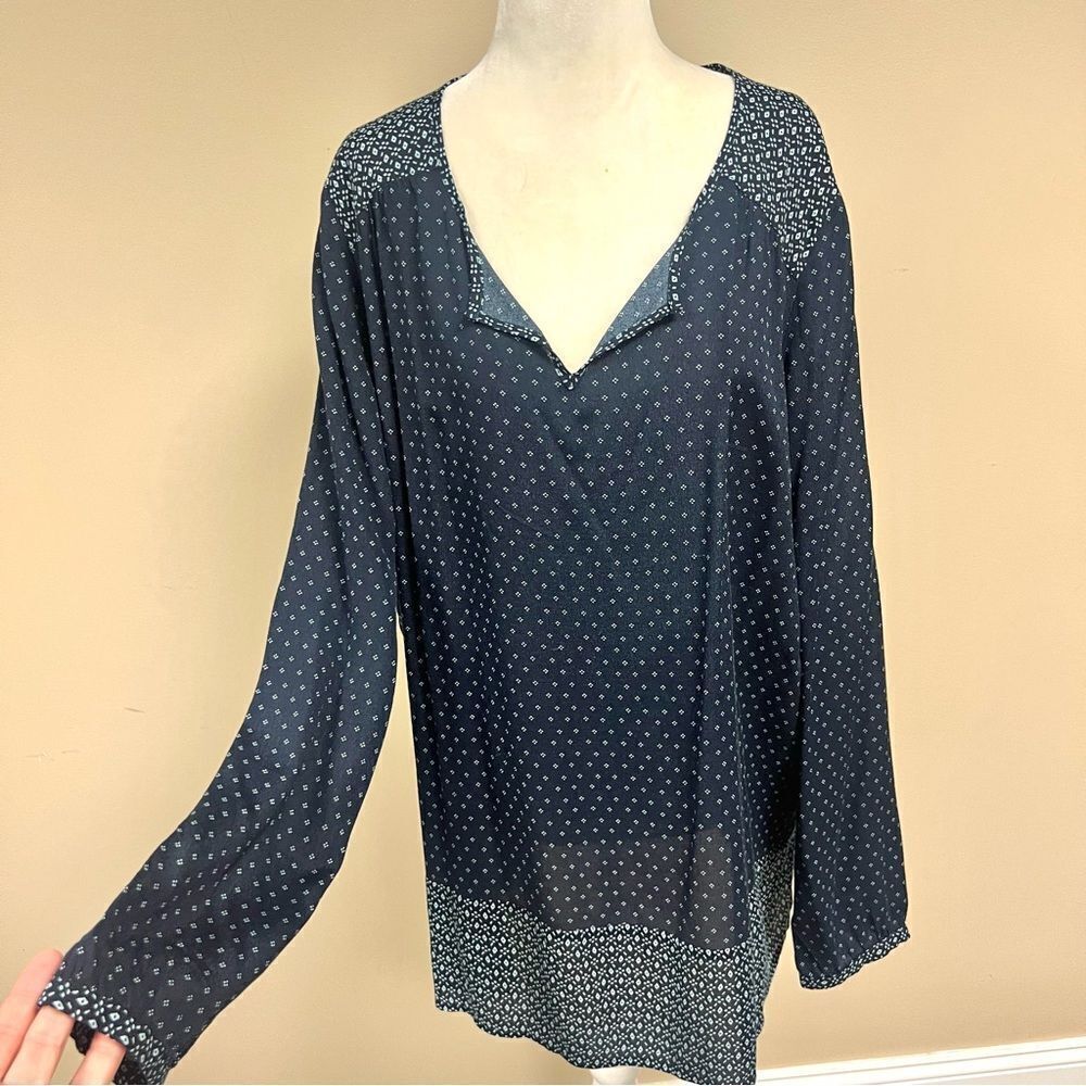 J. Jill Blue Relaxed Blouse with print Sz L